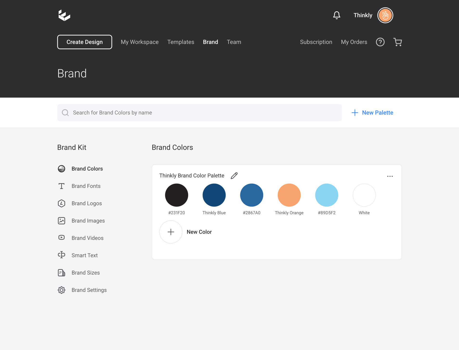 The Brand Colors area in Brand Kit.