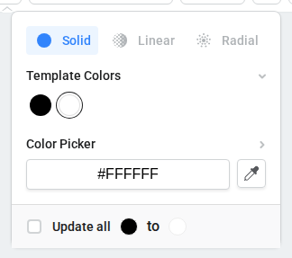 Update all option showing the original and replacement colors