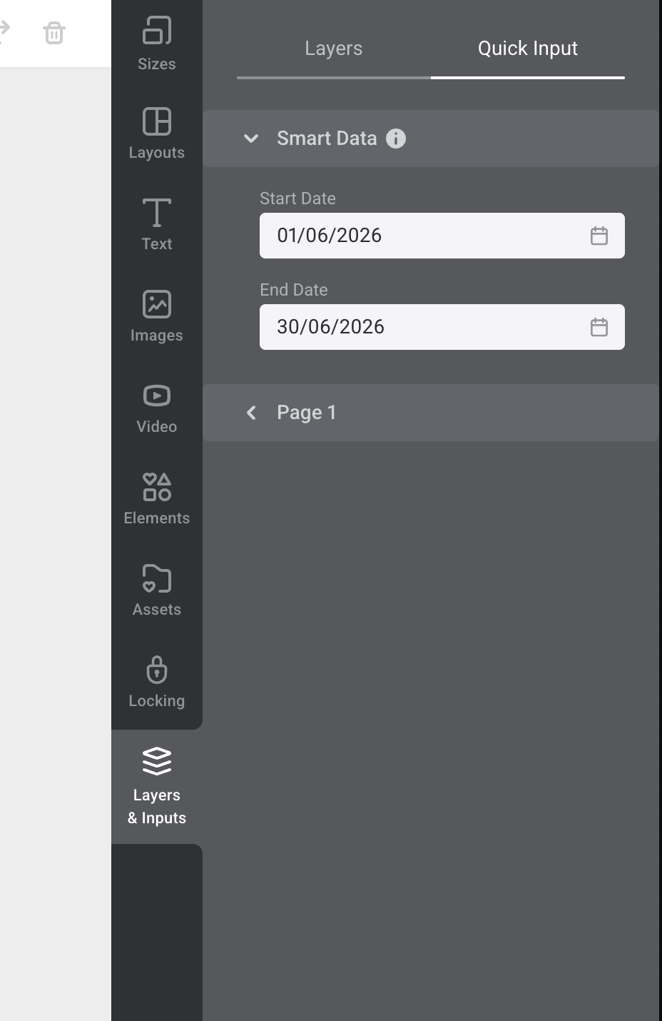 Smart Data fields available to update from Quick Input